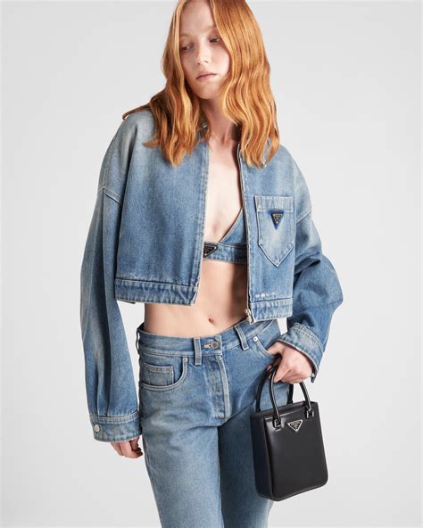 prada washed denim jacket|prada jean jacket cropped.